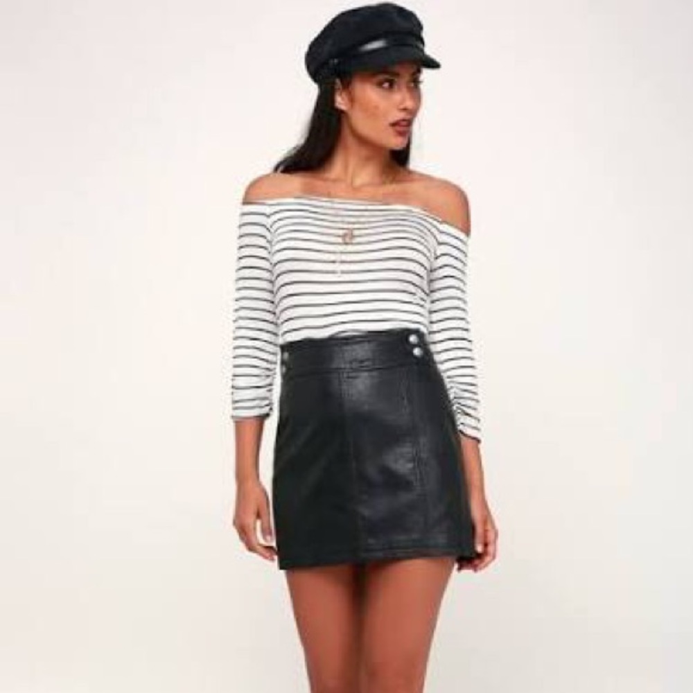 Free people black faux leather mini skirt!